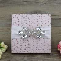 Pink Silk Box Invitation with Delicate Buckle Personalized Custom